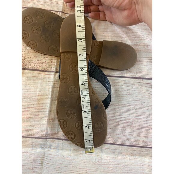 Tory burch Women's Brown Leather Flip Flop Sandals - 7M - Picture 10 of 11
